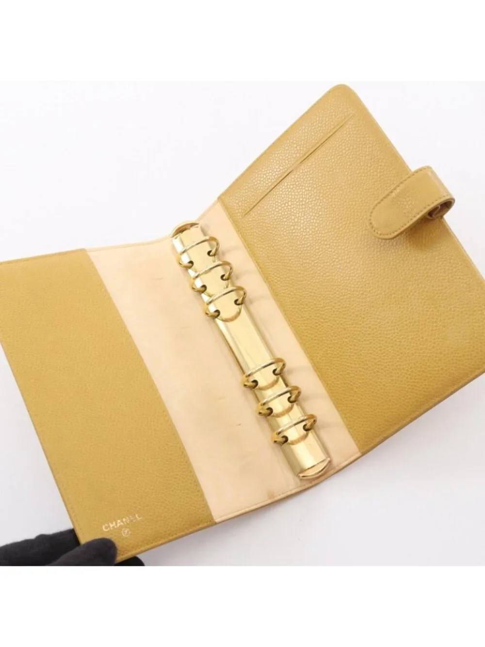 Chanel Notebook Cover CC Logo Yellow Caviar Leather CC Agenda PM